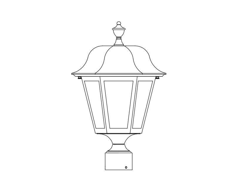 Manor LED, Medium, aluminum, Post Mount, opal acrylic, 12.4W LED, 3000K or 4000K, 120V